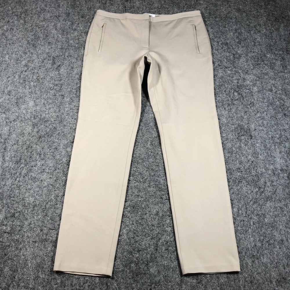 Calvin Klein Pants Womens 10 Beige Ponte Slim Dress Work Stretch Zip Pockets